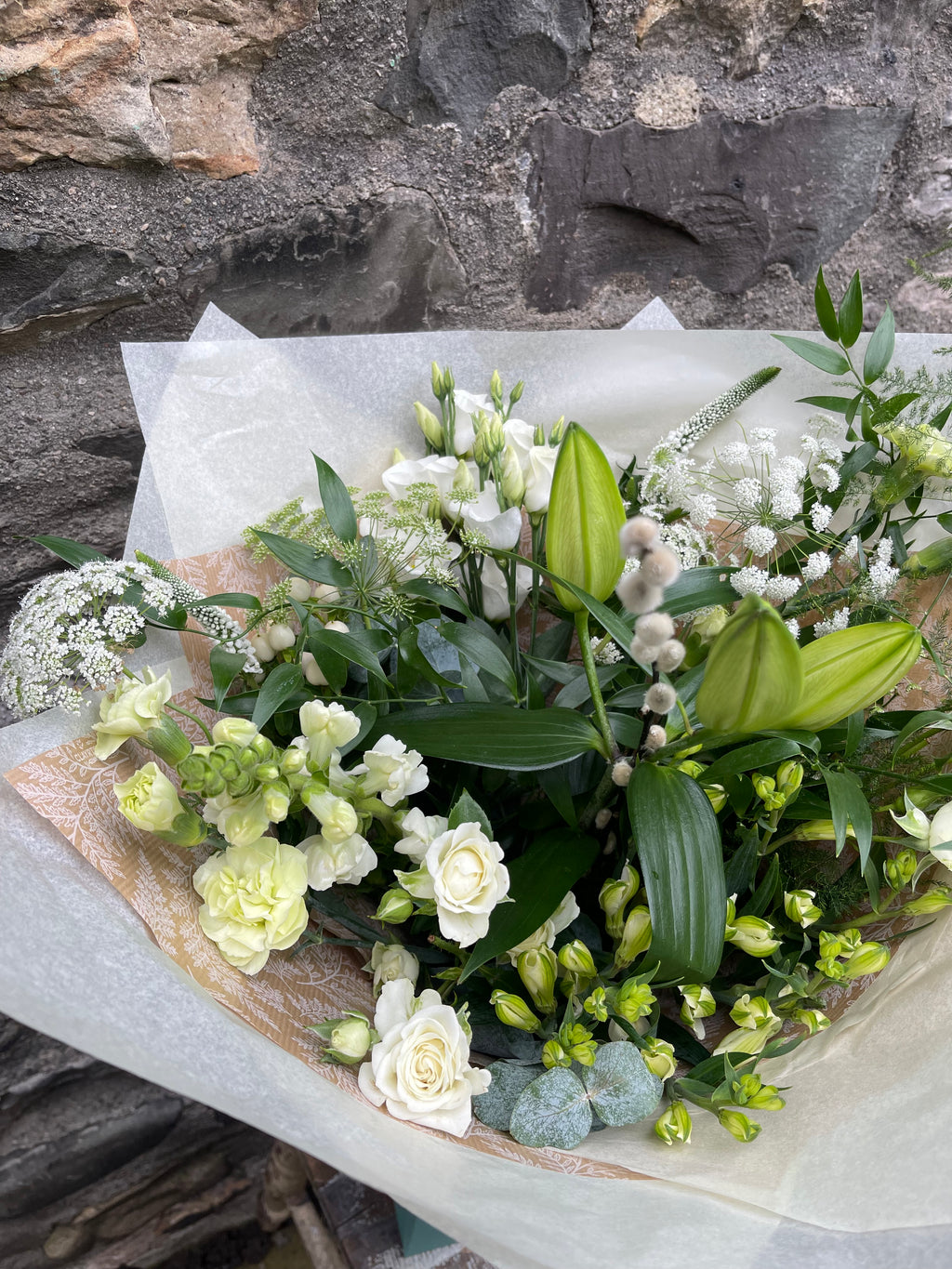Green and White Seasonal Hand Tied